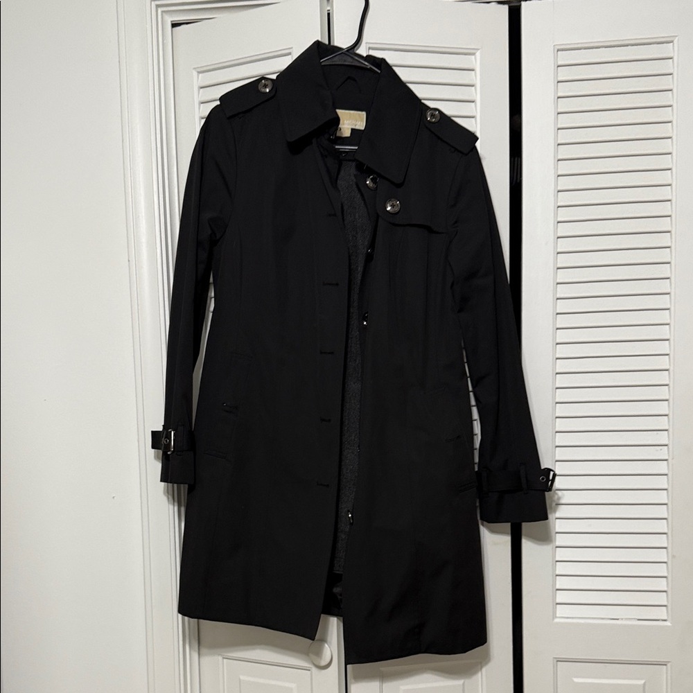 Michael Kors Elegant Black Trench Coat